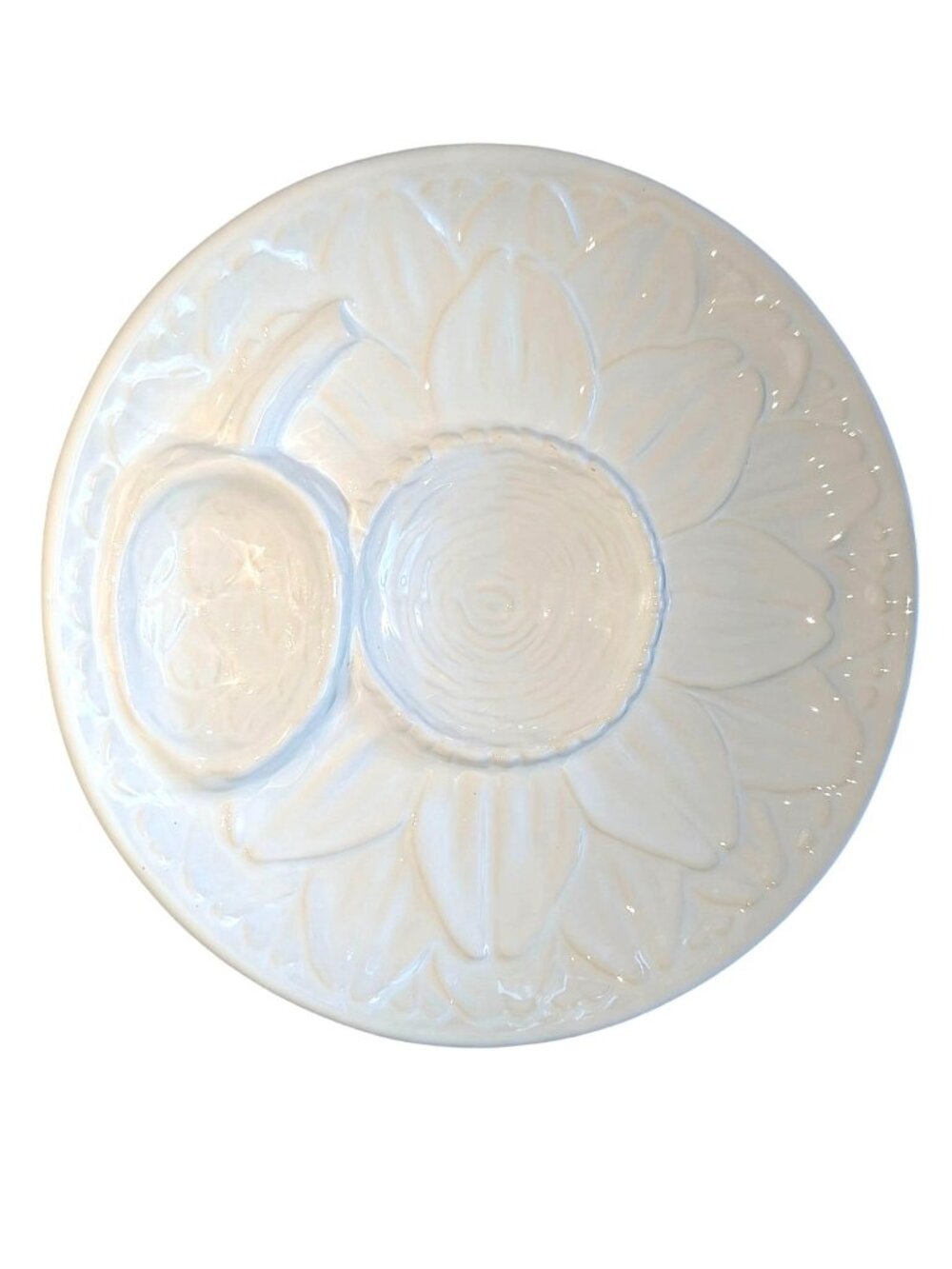 Sunflower Ceramic Artichoke Plate With Dip Section By Neuwirth Made In Portugal